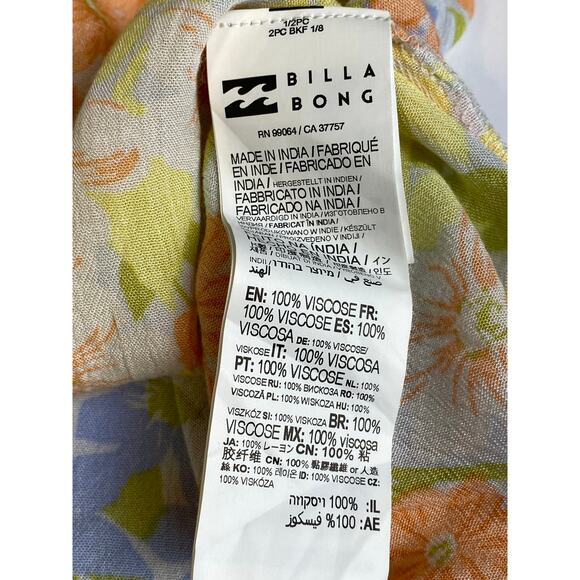 Billabong Women's White Floral Spaghetti Strap Keyhole Neck Sundress Size Small - Picture 9 of 9